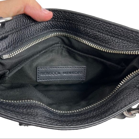Rebecca Minkoff Black Leather Regan Crossbody Bag Purse Pebble Leather Small - Picture 6 of 12